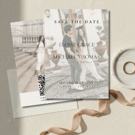 Invitación Minimalist Photo Classic QR Code Save The Date