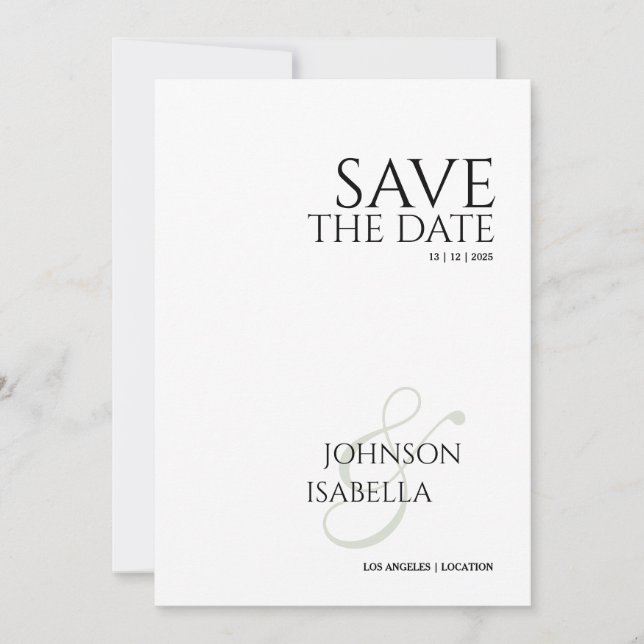 Invitación Minimalist Photo Save the Date Card (Anverso)