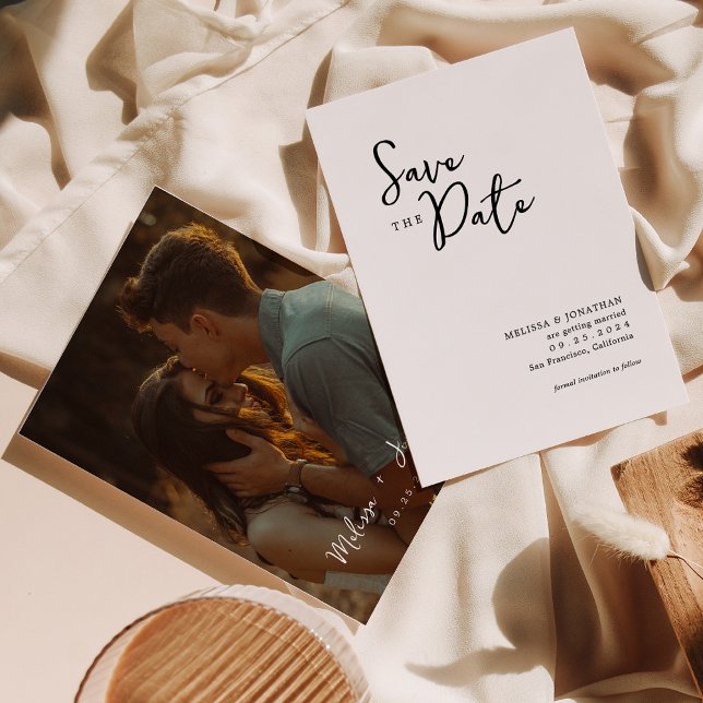 Invitación Minimalist Photo Script Wedding Save the Date (Subido por el creador)