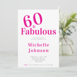 Invitación Minimalist Pink 60 & Fabulous 60th Birthday Party