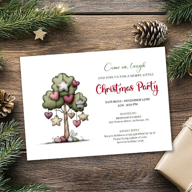 Invitación Minimalist quirky tree Christmas party invitation (Minimalist quirky tree Christmas party invitation

)