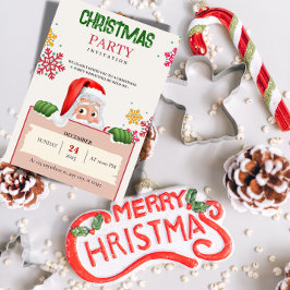 Invitación Minimalist Red & Green Christmas Party Invitation