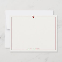 Invitación Minimalist Red Heart Stationery Note Card
