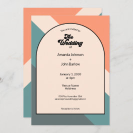 Invitación Minimalist Retro Orange Geometric The Wedding Of