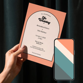 Invitación Minimalist Retro Orange Pastel The Wedding Of