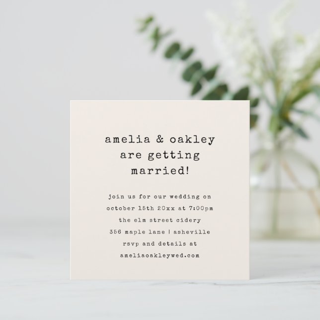 Invitación Minimalist Retro Typewriter Retro Ivory Wedding (Anverso de pie)