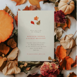 Invitación Minimalist Rustic Autumn Leaves Wedding