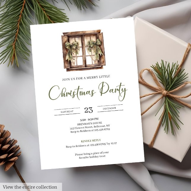 Invitación Minimalist Rustic Neutral Earthy Cozy Christmas  (Minimalist Rustic Neutral Earthy Cozy Christmas Party Invite)