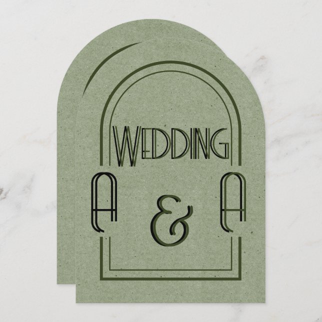 Invitación Minimalist Sage Green and Black Arch Wedding (Anverso / Reverso)