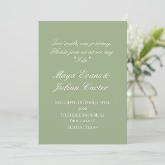 Invitación  Minimalist Sage Green & Warm White Wedding 