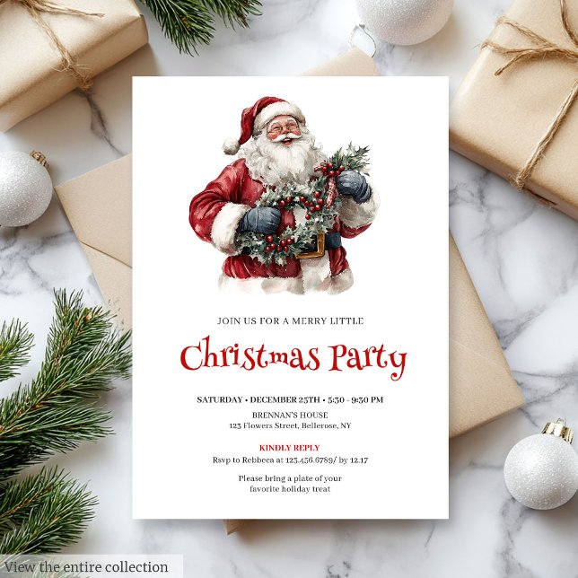 Invitación Minimalist Santa Claus Custom Holiday Dinner   (Minimalist Santa Claus Custom Holiday Dinner Invitation

)