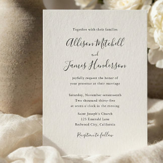 Invitación Minimalist Script Ivory Photo Wedding