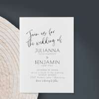 Minimalist Script Lettering Black White Wedding