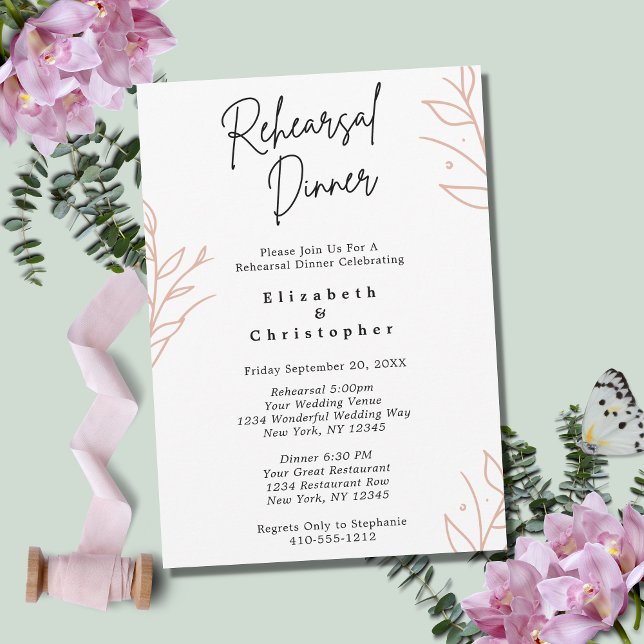 Invitación Minimalist Script Modern Boho Rehearsal Dinner (Subido por el creador)