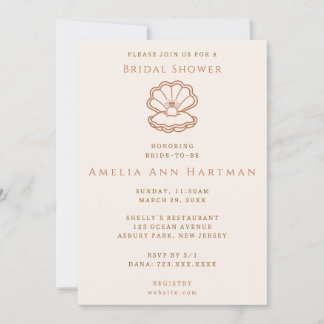 Invitación Minimalist Seashell Bridal Shower Invitation