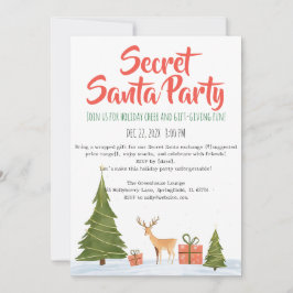 Invitación Minimalist Secret Santa Holiday Party Invitation