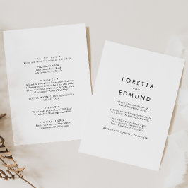 Invitación Minimalist Simple Back & Front Formal Wedding