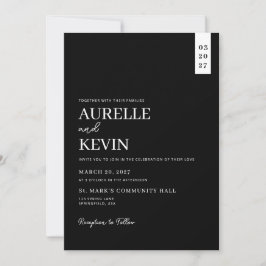 Invitación Minimalist Simple Elegant Black QR Code Wedding