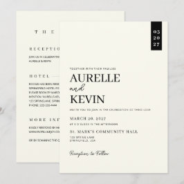Invitación Minimalist Simple Elegant Ivory QR Code Wedding