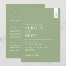 Invitación Minimalist Simple Elegant Sage QR Code Wedding