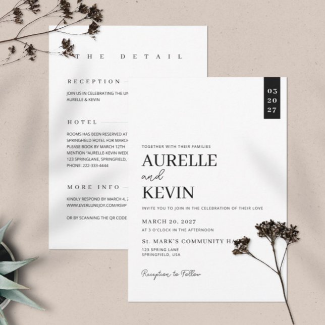 Invitación Minimalist Simple Elegant White QR Code Wedding  (Subido por el creador)