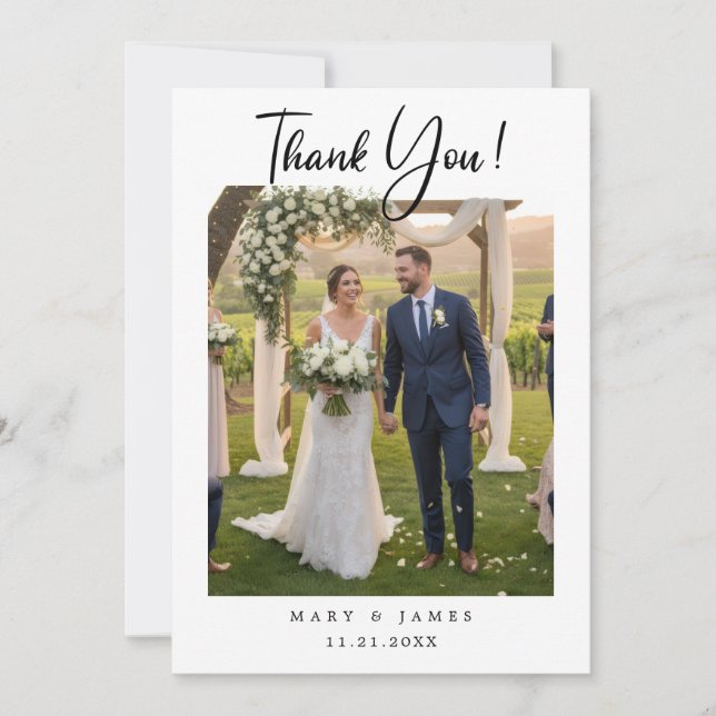 Invitación Minimalist Simple Script with Heart Wedding Photo (Anverso)