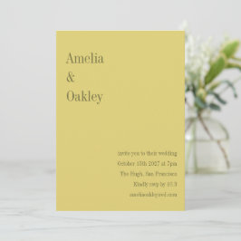 Invitación Minimalist Soft Yellow Elegant Chic Modern Wedding