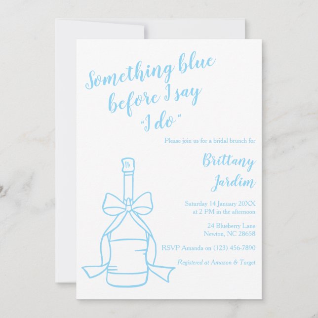 Invitación Minimalist Something Blue Bridal Brunch Invitation (Anverso)