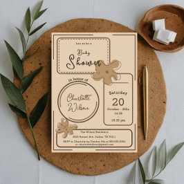 Invitación Minimalist Style Flower Notes Baby Shower