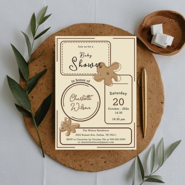 Invitación Minimalist Style Flower Notes Baby Shower (Subido por el creador)