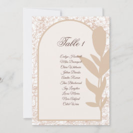 Invitación Minimalist Tan Botanical Arch Seating Chart Card