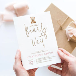 Invitación Minimalist Teddy Bear Baby Shower