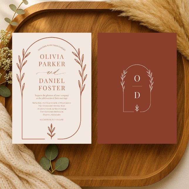 Invitación Minimalist Terracotta Rust Boho Arch Wedding (Subido por el creador)