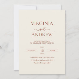 Invitación Minimalist Terracotta Wedding Monogram