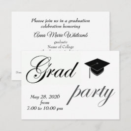 Invitación Minimalist Text College Graduation Party 