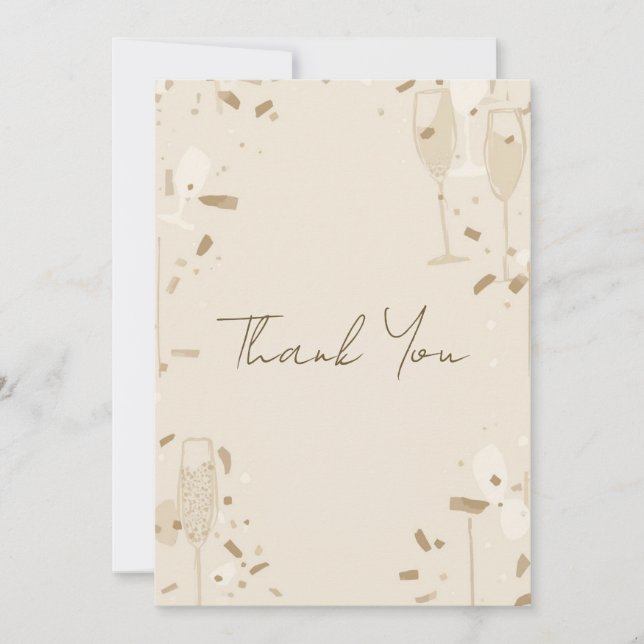 Invitación Minimalist Thank You Card | Modern Beige & Ivory (Anverso)