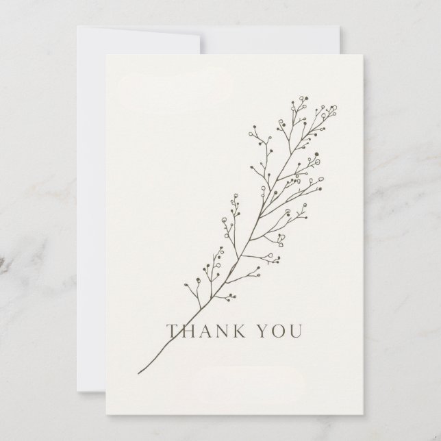 Invitación Minimalist Thank-You Card with Line Art Floral  (Anverso)