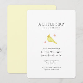 Invitación Minimalist Tiny Floral Bird Baby Shower 