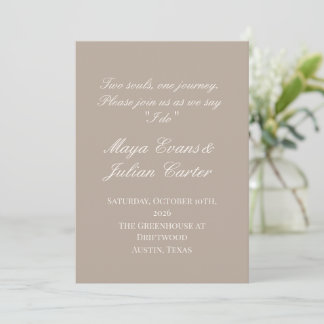 Invitación  Minimalist Tuape & Warm White Wedding 