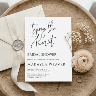 Invitación Minimalist Tying the Knot Bridal Shower Invitation