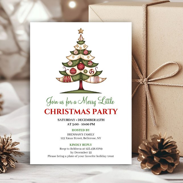 Invitación Minimalist unique Christmas tree festive invites (Minimalist unique Christmas tree festive invitation)