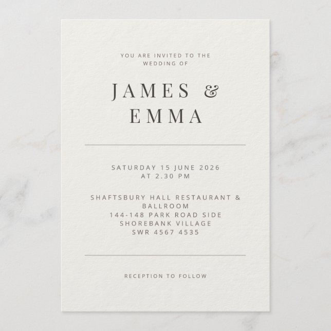 Invitación Minimalist  | Warm White (Anverso)