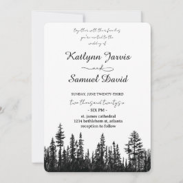 Invitación Minimalist Watercolor Pine Tree Mountain
