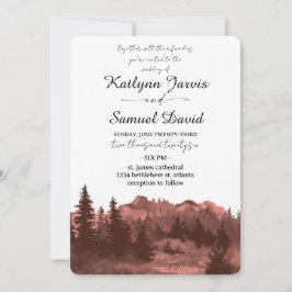 Invitación Minimalist Watercolor Pine Tree Mountain