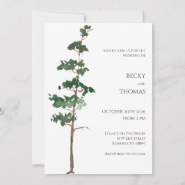 Invitación Minimalist Watercolor Spruce Wedding