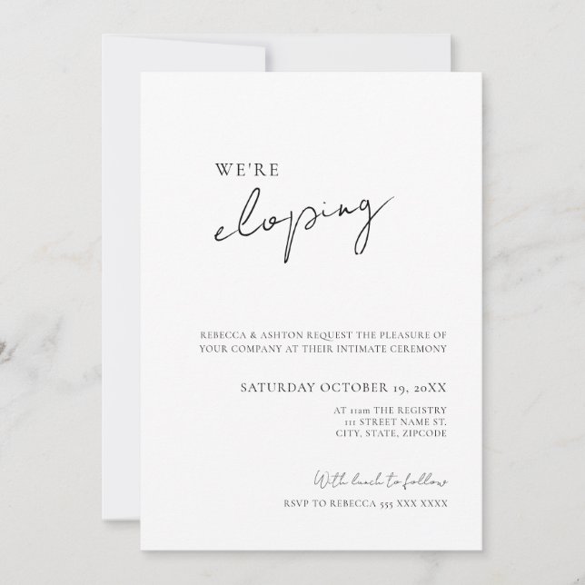 Invitación Minimalist Wedding Elopement Invitation (Anverso)