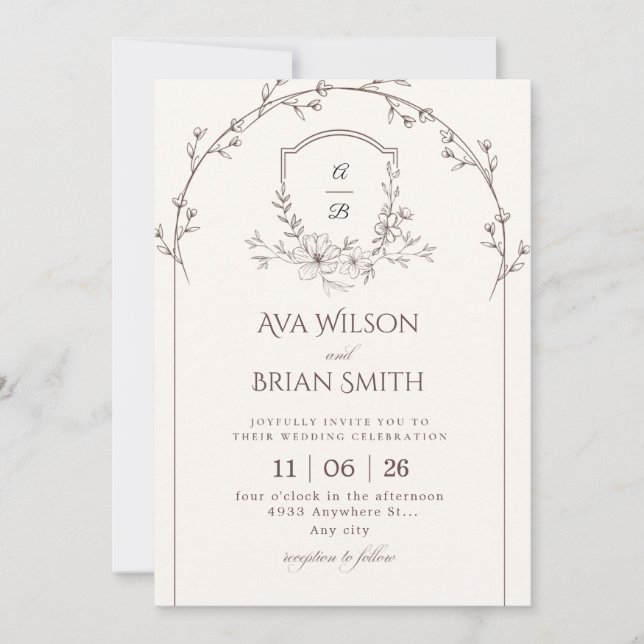 Invitación Minimalist Wedding Invitation (Anverso)