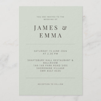 Invitación Minimalist Wedding Invitation Pale Sage