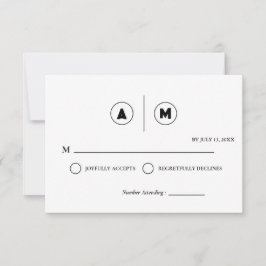 Invitación Minimalist Wedding RSVP Card | Simple Black &White