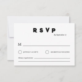 Invitación Minimalist Wedding RSVP Card | Simple Black &White